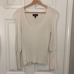 Express Ivory Ribbed Knit Fitted Top -XL